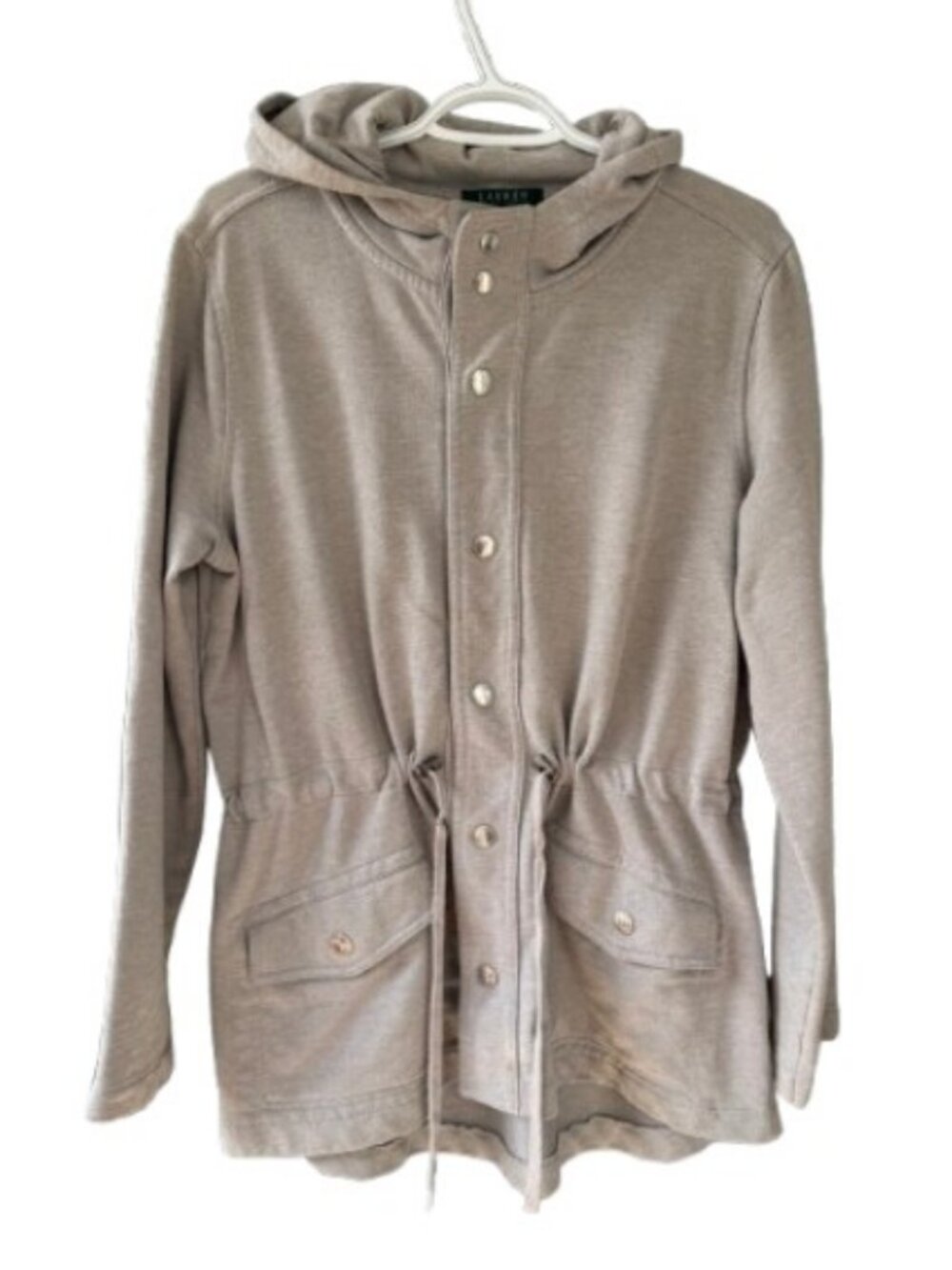 Lauren Ralph Lauren knit utility anorak coat light grey women's size XL